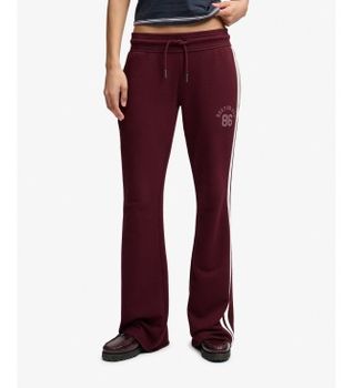 Superdry para mujer. W7011308A Pantalón Jogger ESS Stripe Flare burdeos (XS), Casual, Algodón