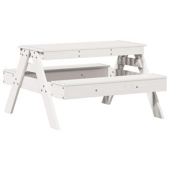 Mesa De Pícnic | Mesa De Camping | Mesa De Jardín Para Niños Madera Maciza Pino Blanco 88x97x52 Cm