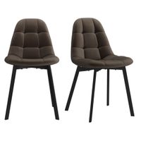 silla de terciopelo marrone y metal negro x2
