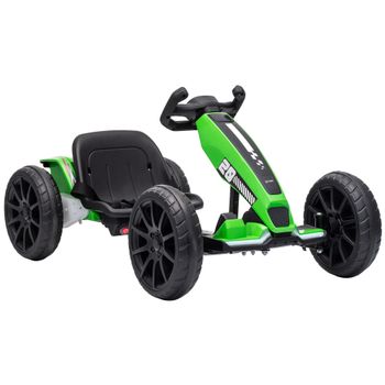 AIYAPLAY Go-Kart eléctrico para niños 12V con 2 motores, asiento ajustable 4 posiciones, arranque suave, ruedas EVA, faros LED