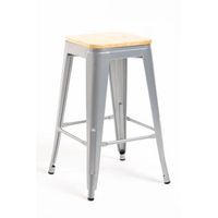 pack 4 taburetes torix bajos madera natural 67 cm de acero reforzado 673030 cm - gris metalizado