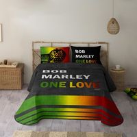 marley - colcha bouti estampada cama 150 - microfibra - extra suave - incluye colcha bouti  2 fundas de cojines - one love