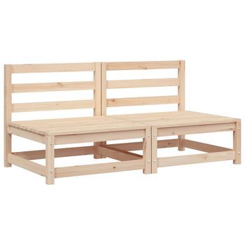 2 Uds Sofás De Jardín | Sofá De Exterior Sin Reposabrazos Madera Pino 70x70x67 Cm
