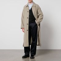ami long belted wool and cashmere-blend coat - it 50l