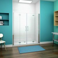 aica mampara de ducha frontal plegable 4hojas perfil cromado vidrio antical 6mm 1718-1758x1850mm