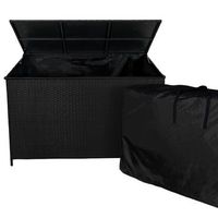 caja de almacenamiento de ratan grande para jardin 138cm baul de exterior 582l  negro