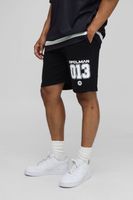 pantalon corto regular de tela jersey con estampado grafico universitario ofcl negro