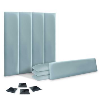 Dhome Juego De 8 Paneles Tapizados De Polipiel Premium Pack Autoadhesivos Para Pared Acústicos Absorbentes Protección (celeste, 60x20cm, X8)