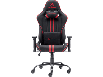 Silla gaming - Newskill Kitsune V2, Reposabrazos 2D, Hasta 136 kg, Tela Transpirable, Cojines Lumbar y Cervical, Reclinable en 180º, Rojo