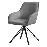 silla de comedor giratoria color gris tapizado de tela tejida