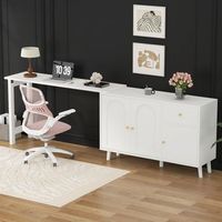 escritorio y aparador - mueble de despacho - tablero de particulas - blanco 120x40x745cm