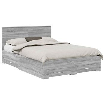 Estructura De Cama Con Cajón Sonoma Gris 140 X 190 Cm Vidaxl