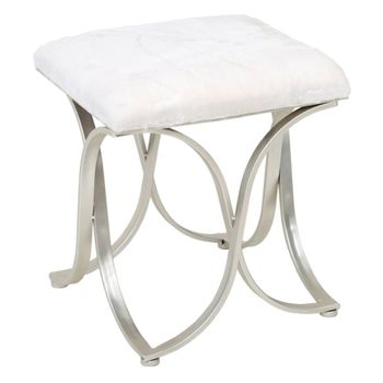 Banqueta de metal plateado tapizada 41x41x47