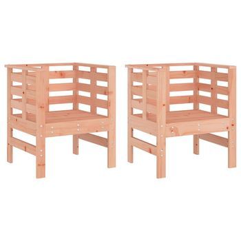 Pack 2 Uds Sillas De Jardín | Silla De Exterior | Sillón Madera Abeto Douglas 61,5x53x71 Cm