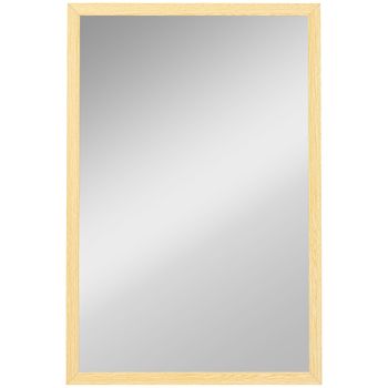HOMCOM Espejo mural rectangular 60 x 40 cm, marco en madera natural, ideal para baño, salón o dormitorio   Aosom España