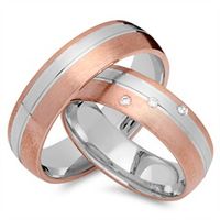 alianzas 18 quilates oro rojo-blanco 3 diamantes