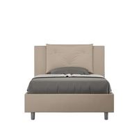 cama de una plaza y medio  sin somier acolchada 120x200 cuero sintetico gris paloma appia