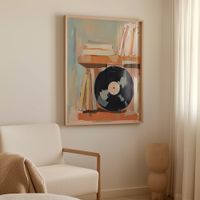 cuadro vinilo marco premium chapado en roble 50x70 cm