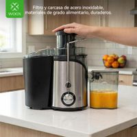 exprimidor electrico centrifugo de 600w de potencia actualizadaboquilla antigoteo de 65mm de anchofacil insercion de frutas y verdurasproteccion segura contra sobrecalentamientomaquina de