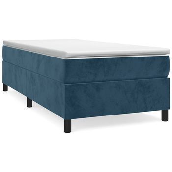 Cama Individual | Cama Box Spring | Cama Para Adultos Con Colchón Terciopelo Azul Oscuro 80x200 Cm
