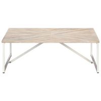 mesa de centro 110x110x36 cm madera maciza de mango y hierro con recubrimiento en polvo - blanco