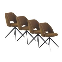 pack de 4 sillas tapizadas giratorias nido de abeja mostaza