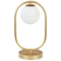 lampara de mesa moderna de pie pantalla redonda de vidrio luz unica varilla de metal de hierro dorado yankee