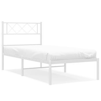 Estructura Cama Sin Colchón Con Cabecero Metal Blanco 90x190 Cm Vidaxl