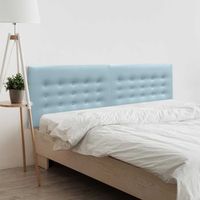 dhome cabecero de polipiel con 3 hileras de botones cabezal tapizado cama lujo celeste 180cm 2 piezas