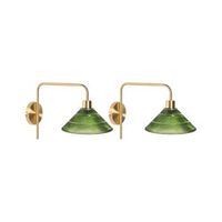 conjunto de 2 lamparas de pared modernas estilo glamuroso luz ambiental pantalla de vidrio verde base de metal dorado sumpul