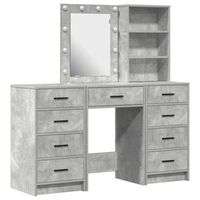 mesa de tocador  mesa de maquillaje con cajon 3 piezas gris madera contrachapada