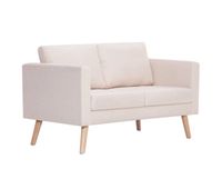 vidaxl sofa de 2 plazas de tela color crema