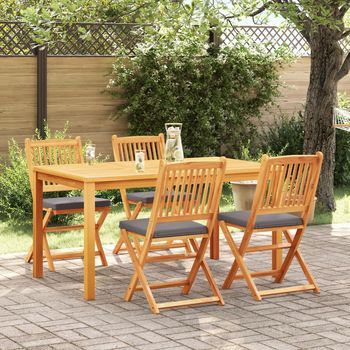 Sillas De Jardín Plegables Con Cojín Gris De 4 Piezas En Madera Maciza De Acacia V7050 Unico / Gris