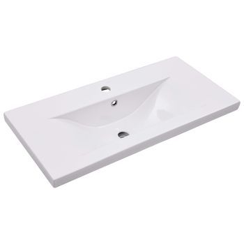 Lavabo De Baño Moderno | Lavabo Encastrado De Cerámica Blanco 81x39,5x18,5 Cm