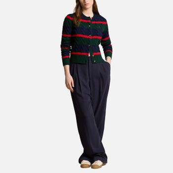 Polo Ralph Lauren Striped Wool-Blend Cable-Knit Cardigan - S