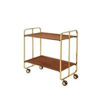 carrito auxiliar plegable bauhaus dorado con ruedas r 2 niveles y 4 posicionescedro