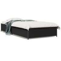 estructura de cama madera de ingenieria y metal negro 90x200 cm