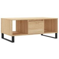 mesa de centro con 2 compartimentos y cajon diseno moderno y contemporaneo 90 x 50 x 365 cm madera de ingenieria y metal color roble dec039038