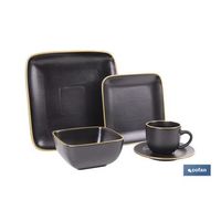vajilla de ceramica cuadrada en color negro con borde vintage  set de 20 piezas  apta para lavavajillas microondas y horno