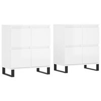 aparadores 2 uds madera contrachapada blanco brillo