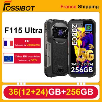 Teléfono Resistente Fossibot 5G [F-115] Ultra 36GB(12+24)+256GB, Pantalla de 6.78 Pulgadas, 120Hz, 20000mAh, Visión Térmica, Telémetro Láser de 1200M, Android 16