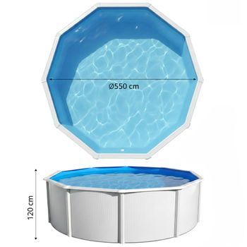 Piscina Acero Qp Mundial Toi Redonda 120cm Monobloc Arena 4m3h Pvc 30/100 -  Diámetro 550 Redonda
