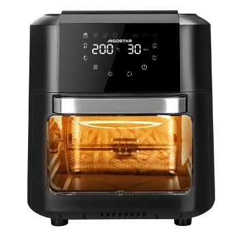 Aigostar Owen - Horno de aire multifunción, Freidora aire de 12 litros de capacidad, 1700 W, Pantalla LED táctil, 8 modos predeterminados, Incluye 7 accesorios, Sistema giratorio, Libre de BPA