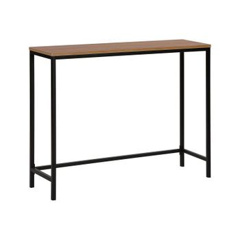 Consola Con Tablero De Madera Oscura Patas Negras 100 X 30 Cm Pasillo De Sala De Estar De Estilo Industrial Tulia