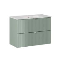 mueble lavabo individual encastrado paneles de melamina y de mdf verde