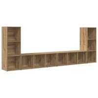 conjunto de mueble de tv 4 uds  mueble de salon  gabinete de tv roble artesanal 37 x 35 x 107 cm