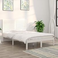 cama matrimonial  cama para adultos  estructura de cama doble madera maciza blanca 135x190 cm cfw168324