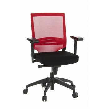 Silla De Oficina, Ergonómica Para Ordenador Porto Base Tela / Tejido De Malla Negro/rojo