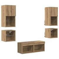 unidades de pared para tv 8 uds  mueble de salon  gabinete de tv roble artesanal