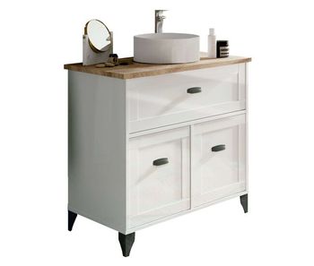 Mueble de baño siena estilo nórdico en color blanco soft y roble cambrian  con 1 cajón y 2 puertas (lavabo opcional)
